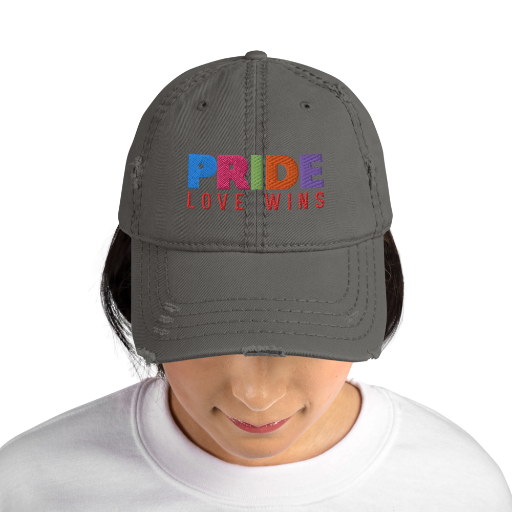 FEMME Univ | LGBTQIA Plus PRIDE Love Wins Distress Cap 3 Varieties