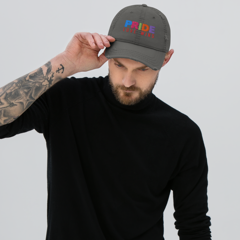 FEMME Univ | LGBTQIA Plus PRIDE Love Wins Distress Cap 3 Varieties
