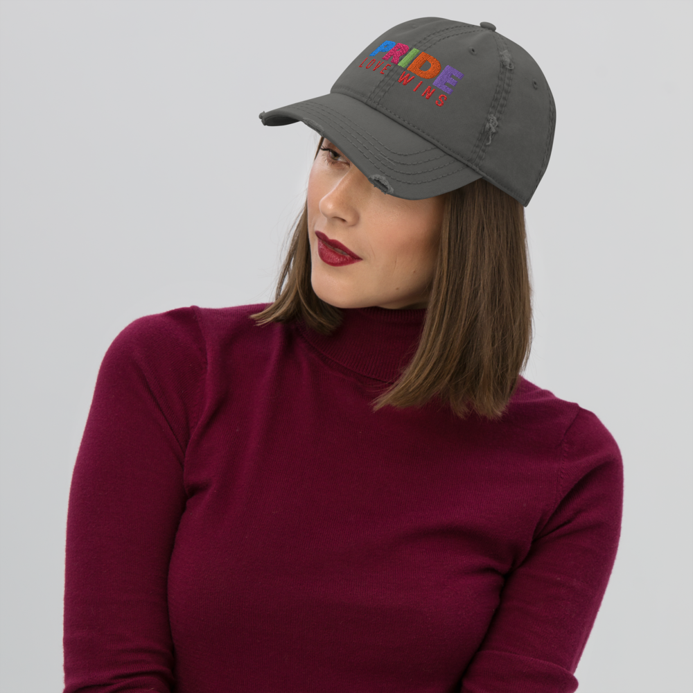 FEMME Univ | LGBTQIA Plus PRIDE Love Wins Distress Cap 3 Varieties