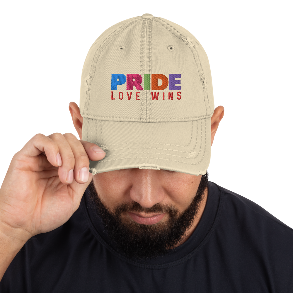 FEMME Univ | LGBTQIA Plus PRIDE Love Wins Distress Cap 3 Varieties