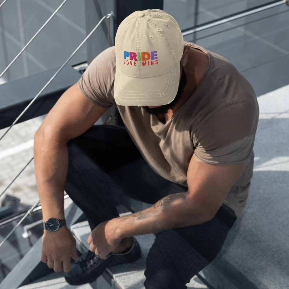 FEMME Univ | LGBTQIA Plus PRIDE Love Wins Distress Cap 3 Varieties