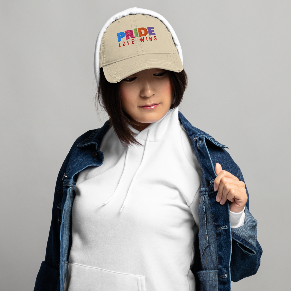 FEMME Univ | LGBTQIA Plus PRIDE Love Wins Distress Cap 3 Varieties