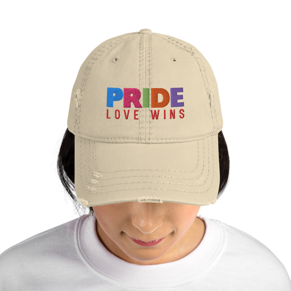 FEMME Univ | LGBTQIA Plus PRIDE Love Wins Distress Cap 3 Varieties