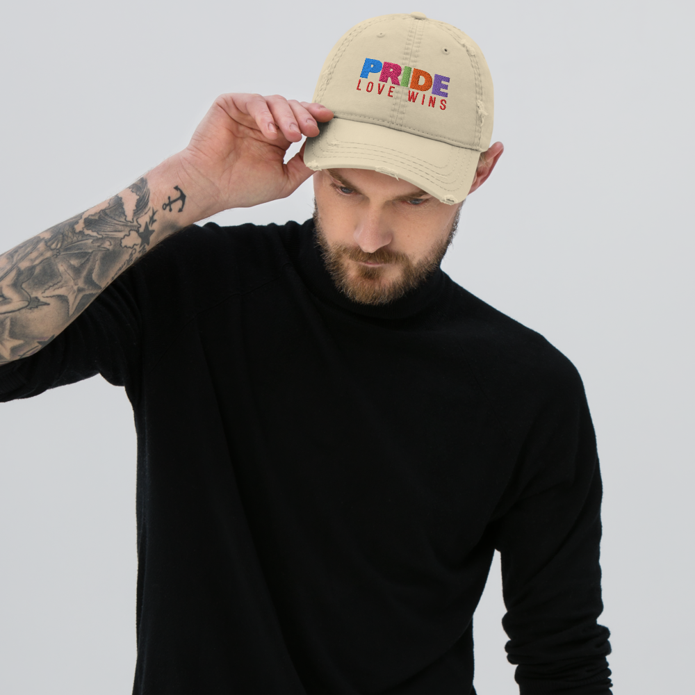 FEMME Univ | LGBTQIA Plus PRIDE Love Wins Distress Cap 3 Varieties