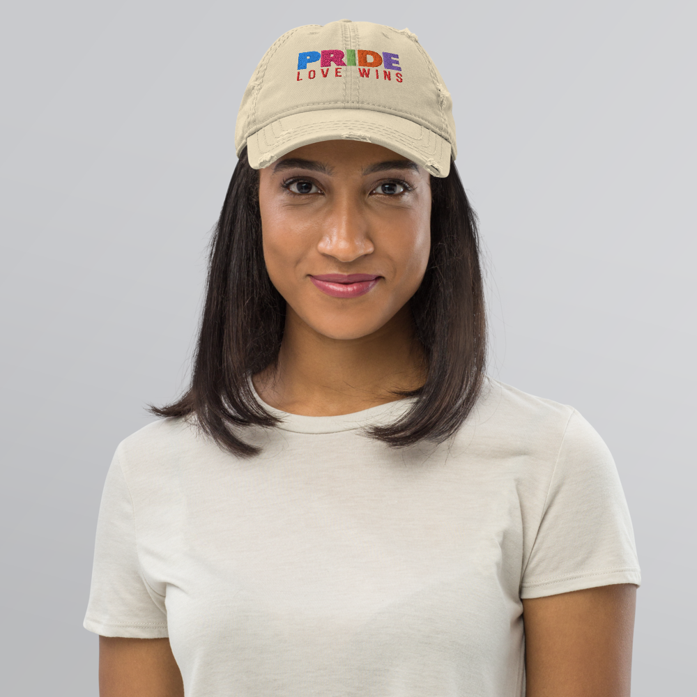 FEMME Univ | LGBTQIA Plus PRIDE Love Wins Distress Cap 3 Varieties
