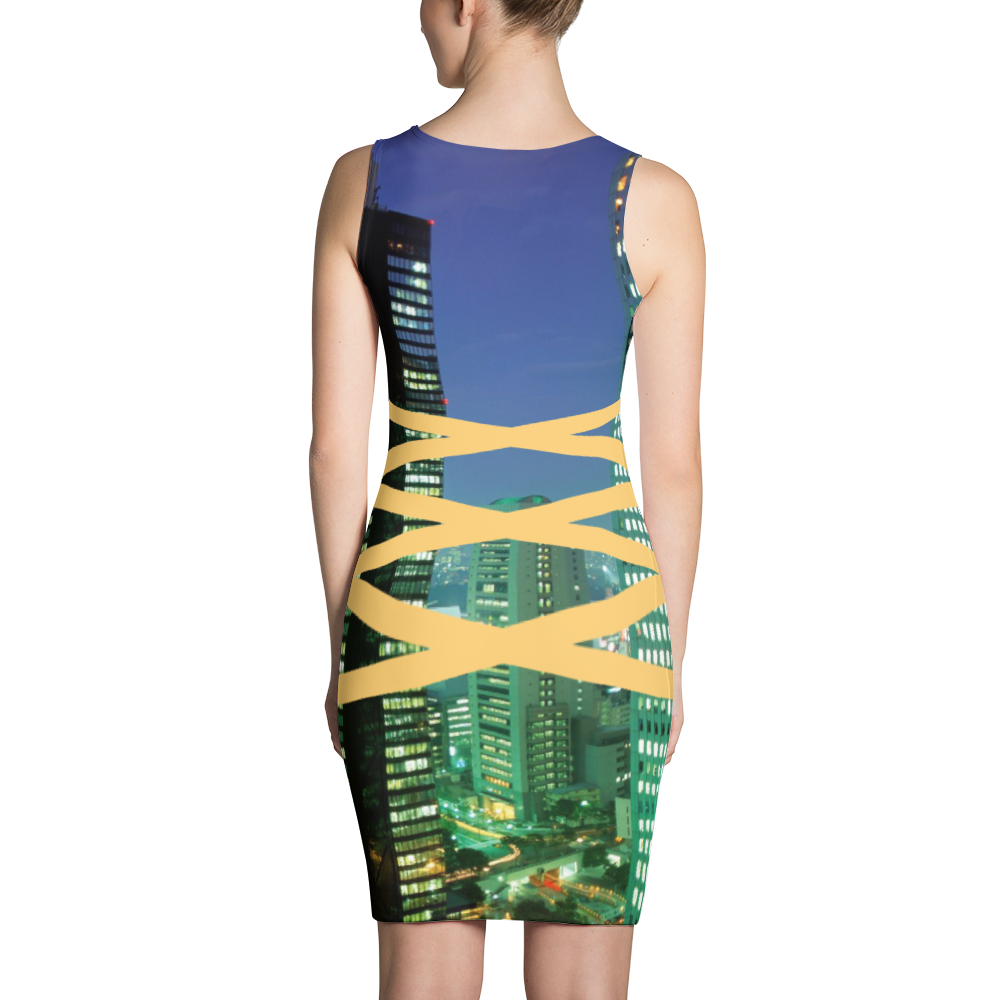 FF BODY CON DRESS CITY LIGHTS SHINJUKU DISTRICT