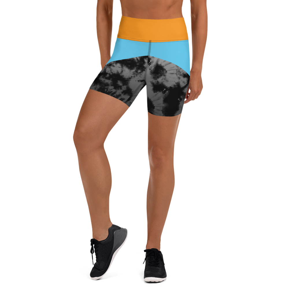 CRXWN | Drip or Dye 4 Retro Black Cat HER Collection Acid Wash Tye Dye Yoga Shorts