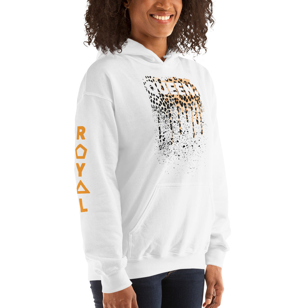 .R.O.Y.A.L. QUEEN DRIP HOODIE HUMAN-IMAL CHEETAH WH