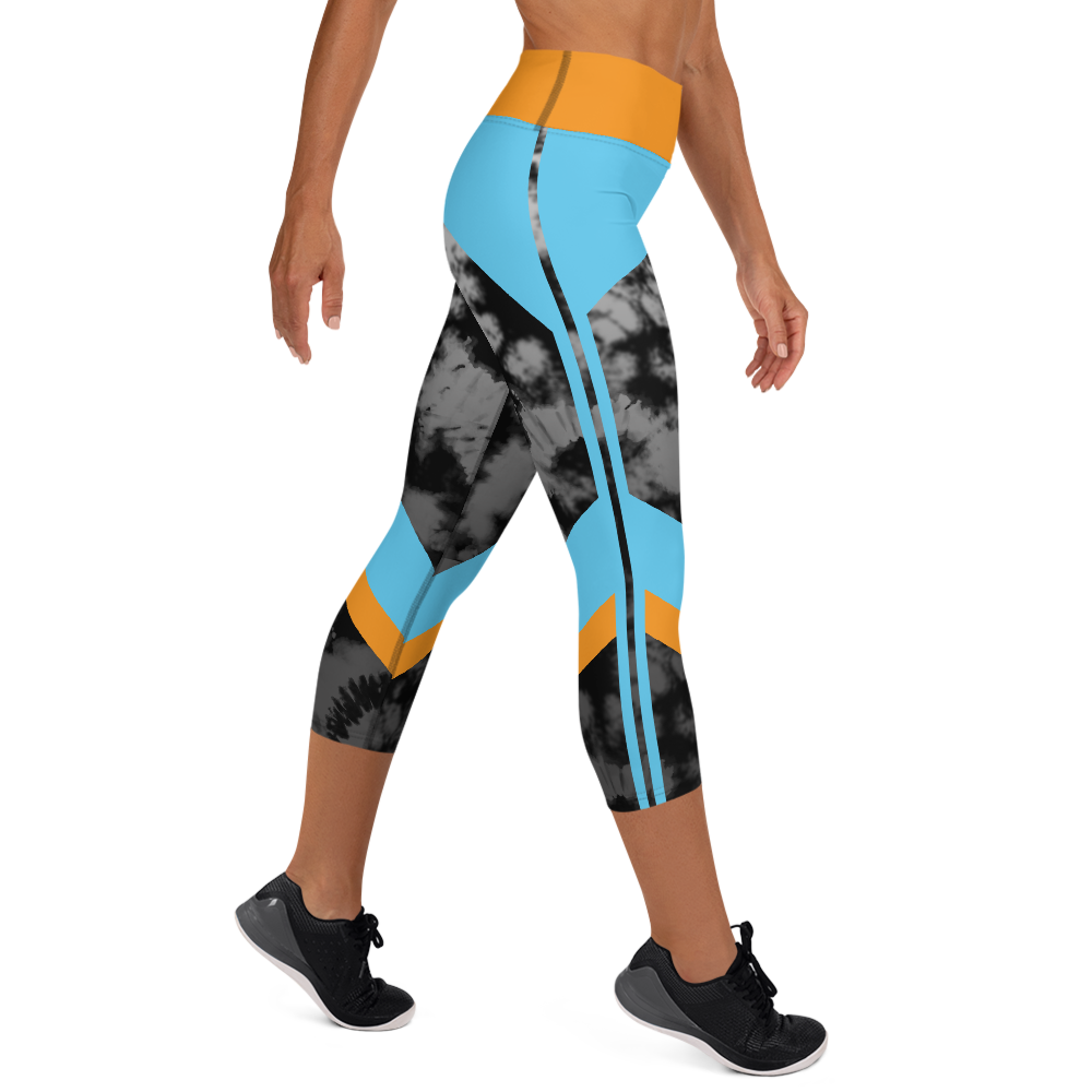 CRXWN | Drip or Dye 4 Retro Black Cat HER Collection Acid Wash Tye Dye Yoga Capri Leggings