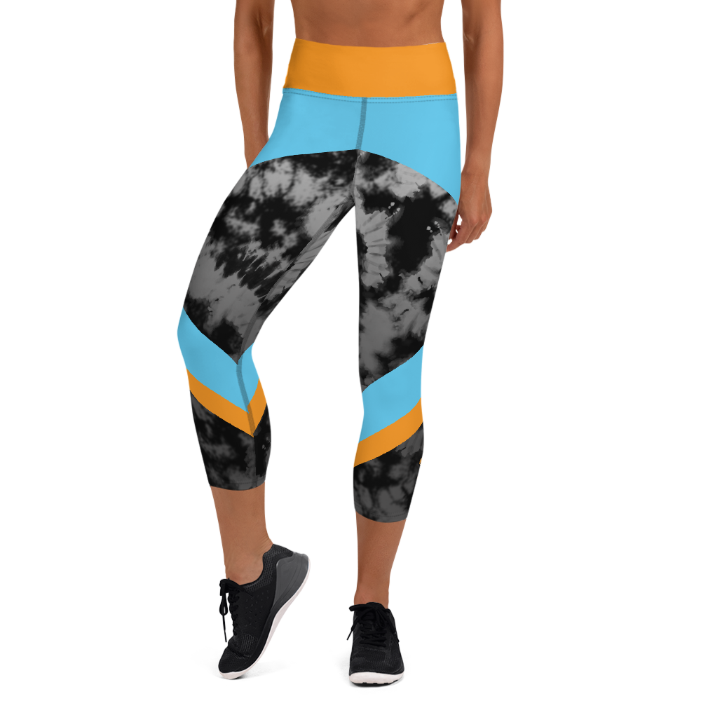 CRXWN | Drip or Dye 4 Retro Black Cat HER Collection Acid Wash Tye Dye Yoga Capri Leggings
