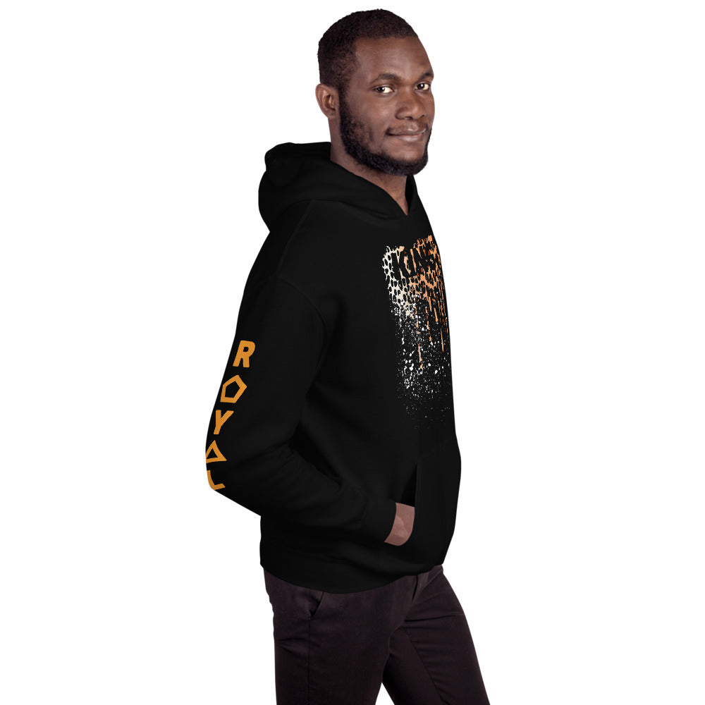 .R.O.Y.A.L. KING DRIP HOODIE HUMAN-IMAL LEOPARD BLK