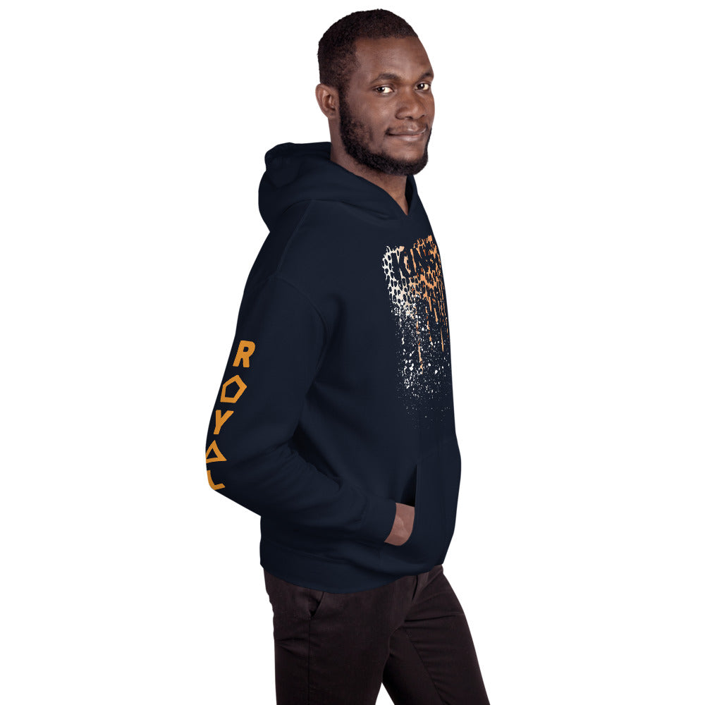 .R.O.Y.A.L. KING DRIP HOODIE HUMAN-IMAL LEOPARD MIDNIGHT BLUE