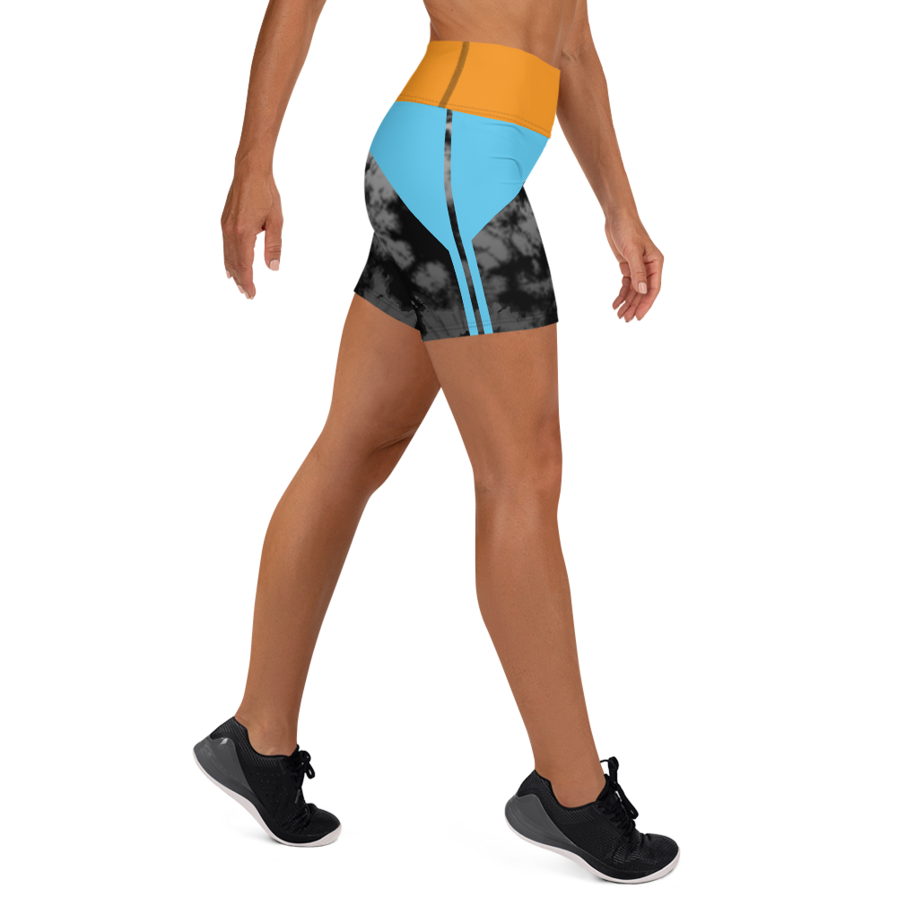 CRXWN | Drip or Dye 4 Retro Black Cat HER Collection Acid Wash Tye Dye Yoga Shorts