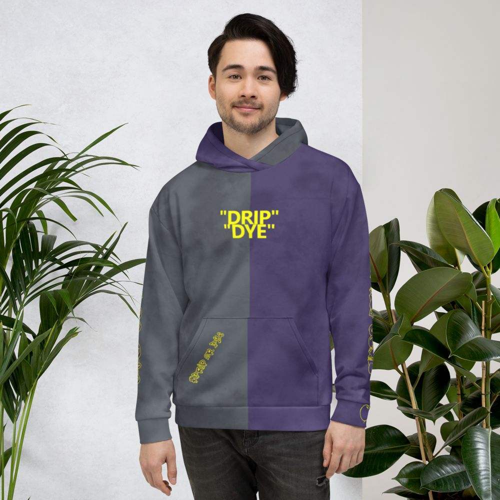 CRXWN | Drip or Dye 1 Mid Rashid Purple Grey Ice Dye UNISEX Hoodie