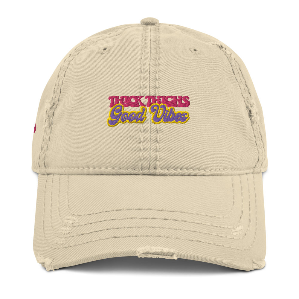 ROYAL WEAR | Empower Thick Thighs Good Vibes Trippy Super Retro Distressed Dad Cap