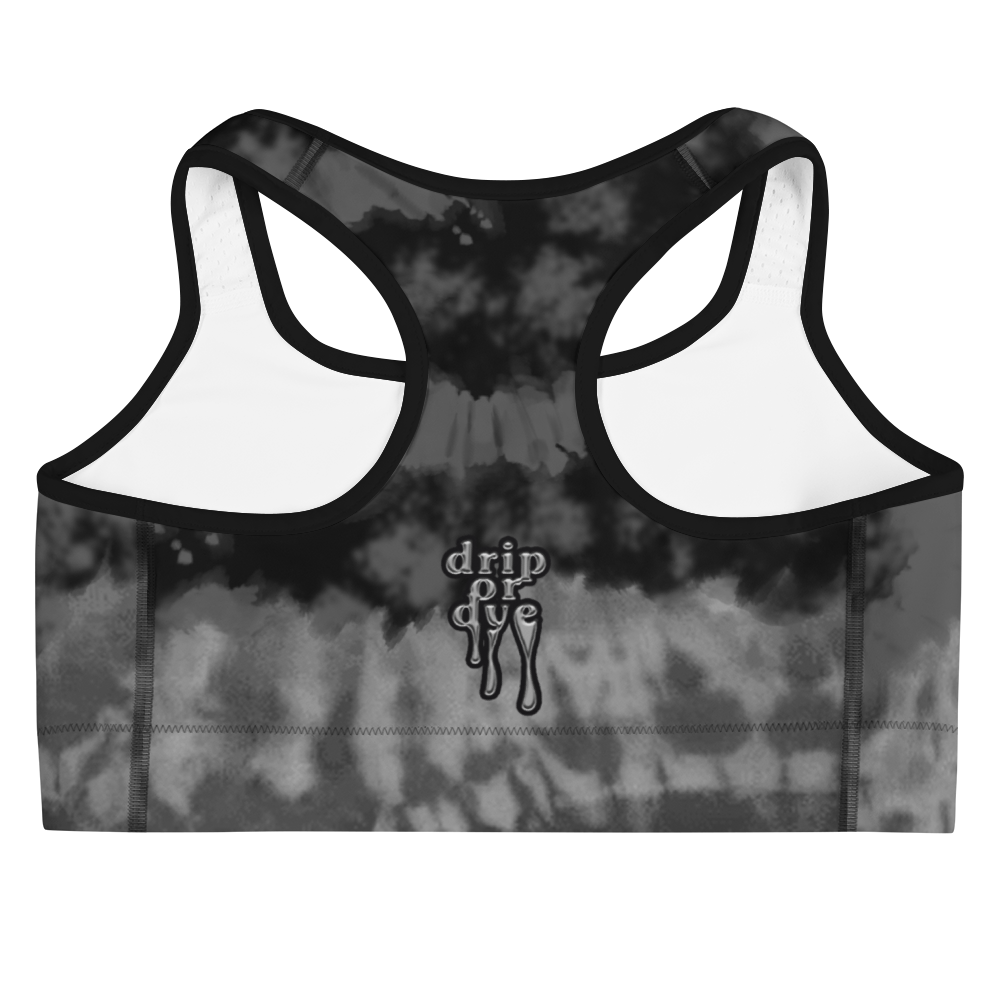 CRXWN | Drip or Dye 4 Retro Black Cat HER Collection Acid Wash Tye Dye Sports Bra