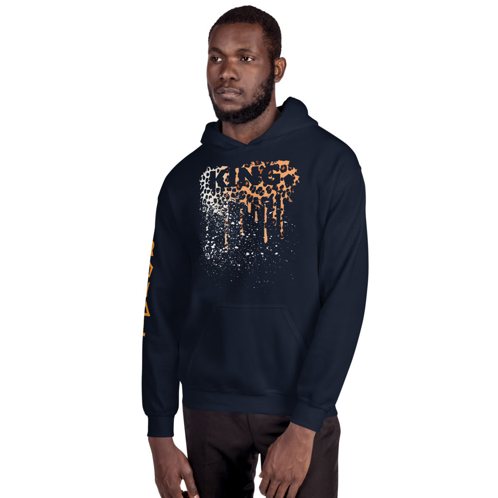 .R.O.Y.A.L. KING DRIP HOODIE HUMAN-IMAL LEOPARD MIDNIGHT BLUE