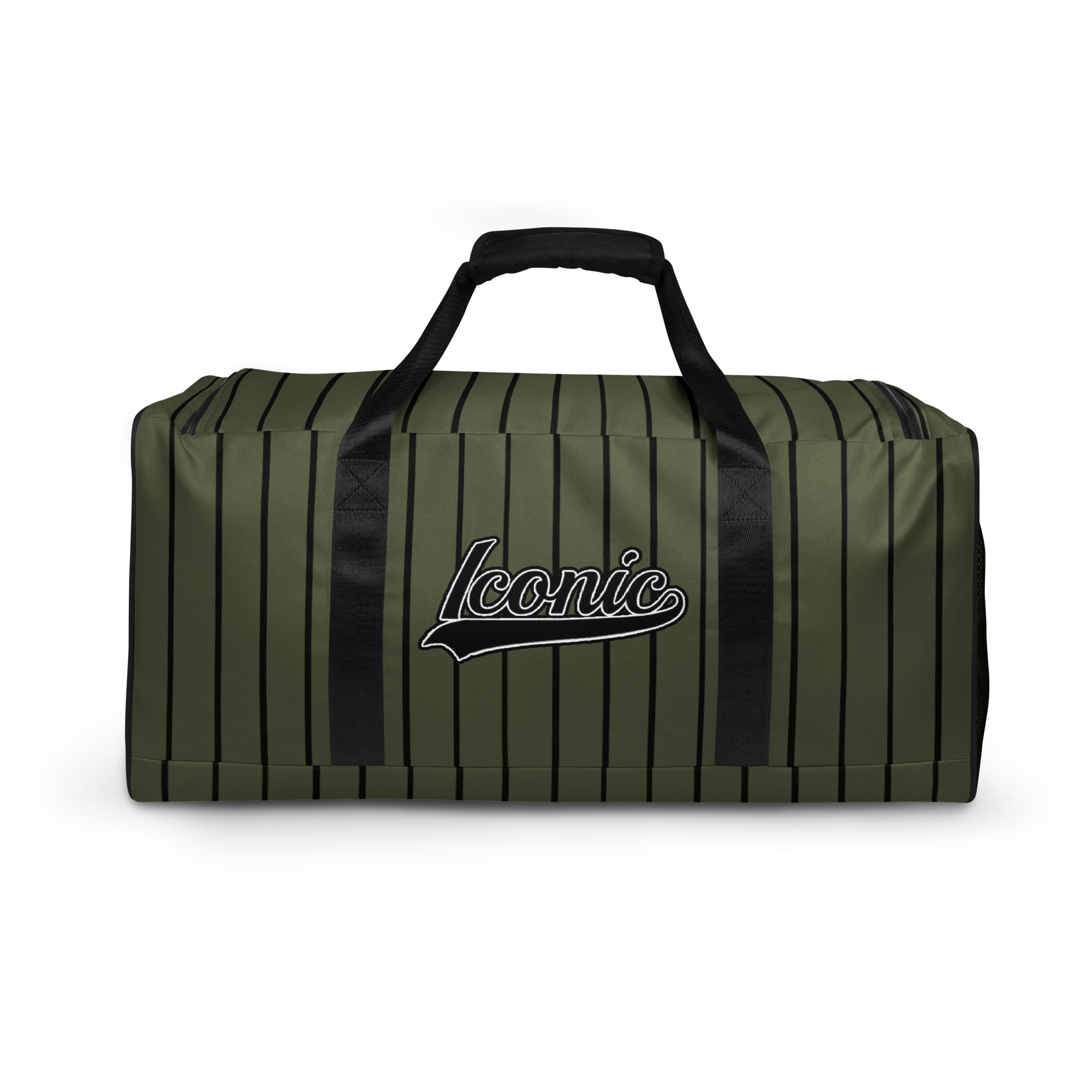 ROYAL Team Iconic. Athletix Duffle Duffel Bag Pinstripe Martini Olive and Blk