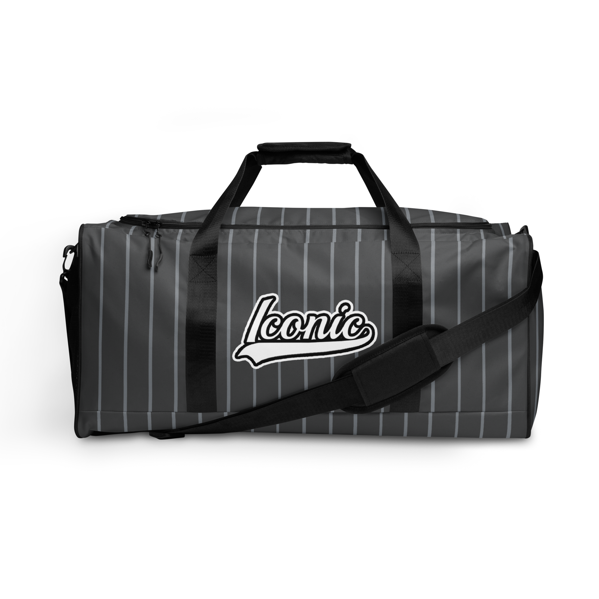 ROYAL Team Iconic. Athletix Duffle Duffel Bag Pinstripe 50 Shades Deep Dusk and Cool Grey