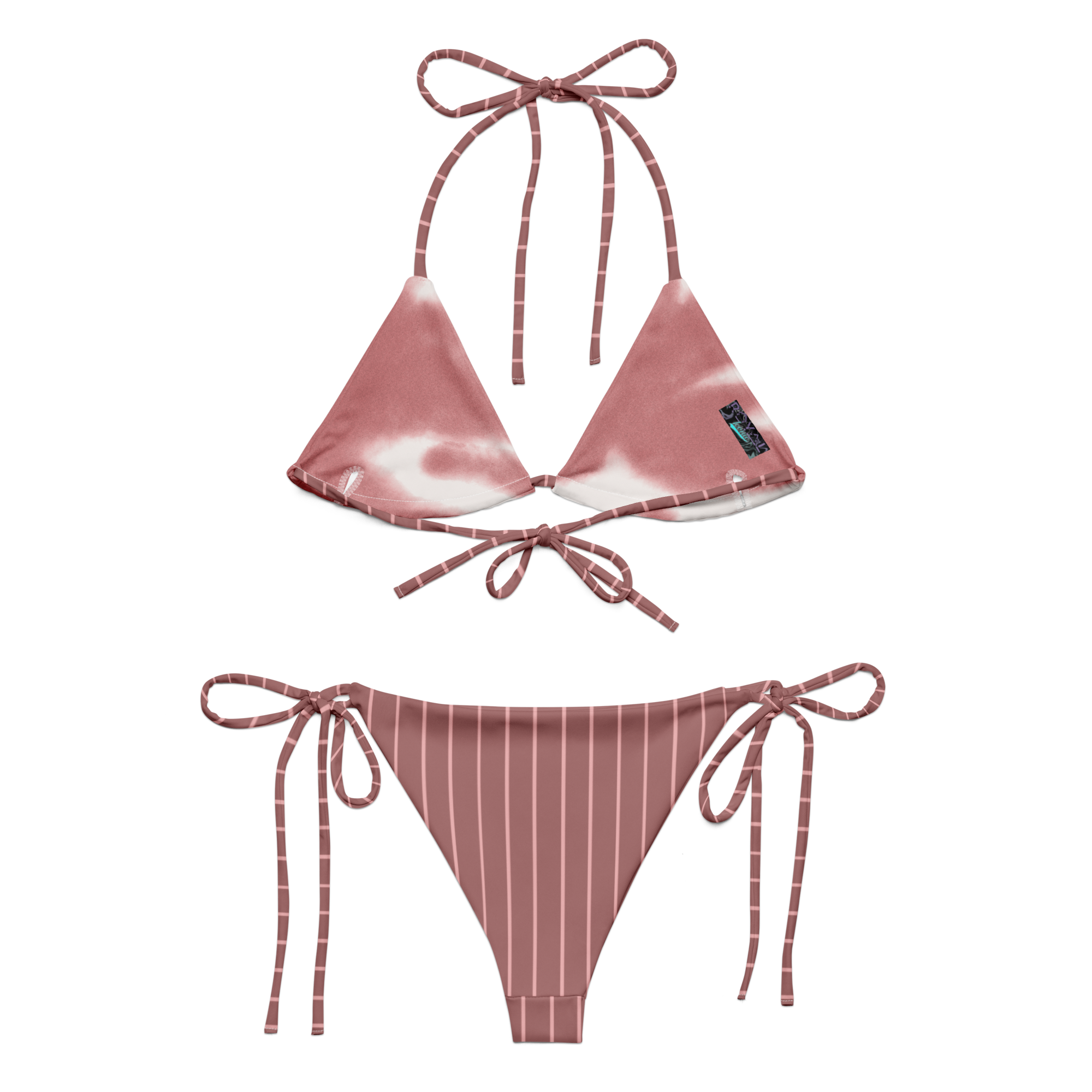 ROYAL Team Iconic. FEMme Swim Pinstripe Bikini Rose Gold and Powder Pink