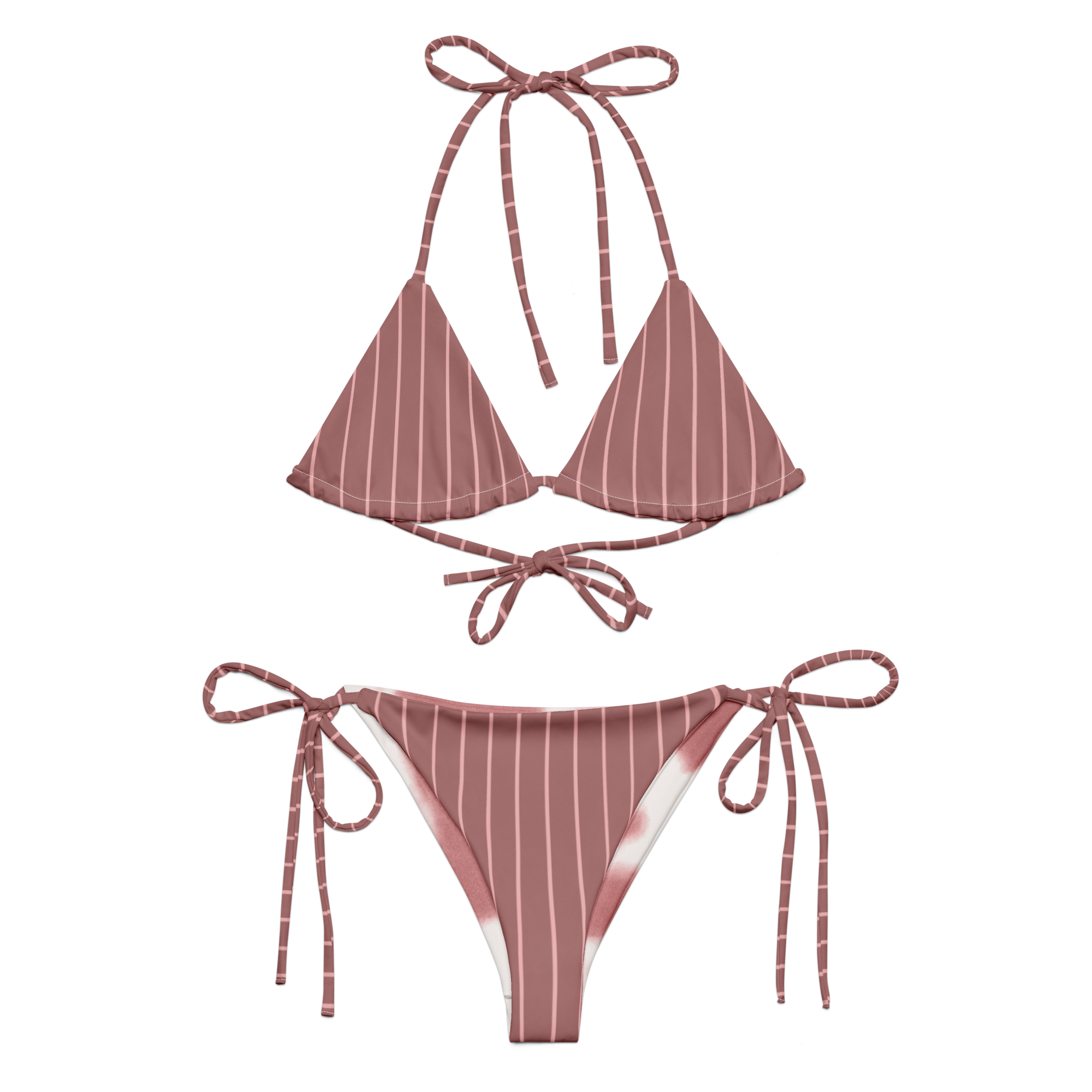 ROYAL Team Iconic. FEMme Swim Pinstripe Bikini Rose Gold and Powder Pink