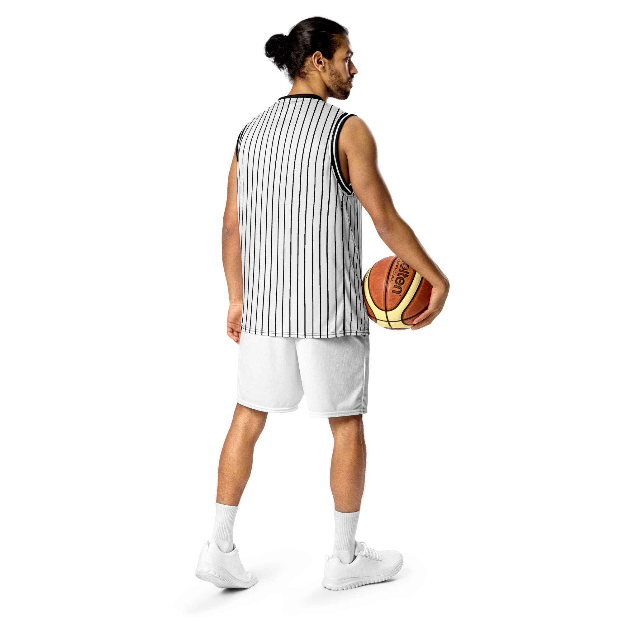 ROYAL Team Iconic. unisex basketball jersey Pinstripe Wh and Blk