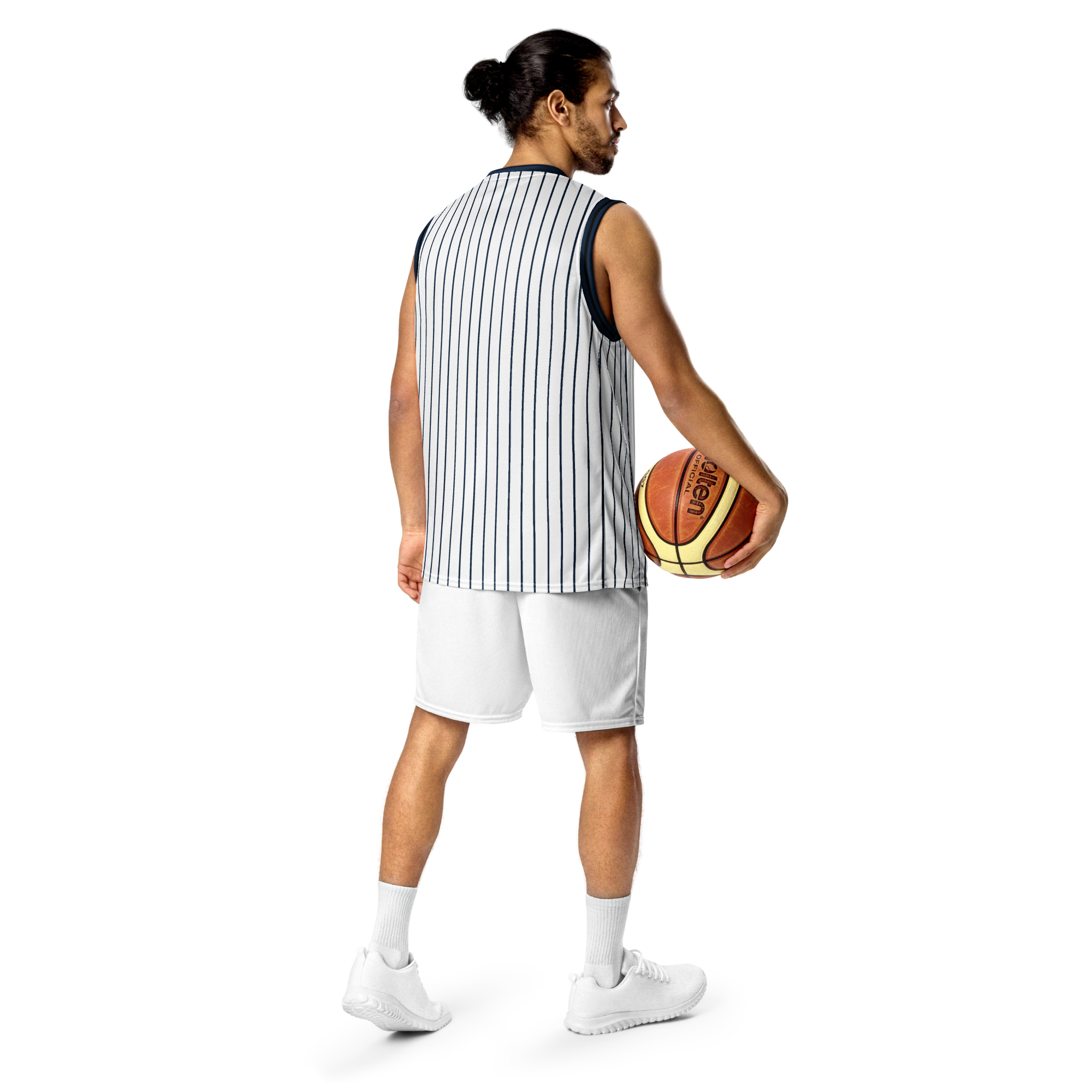 ROYAL Team Iconic. unisex basketball jersey Pinstripe Wh and Navy