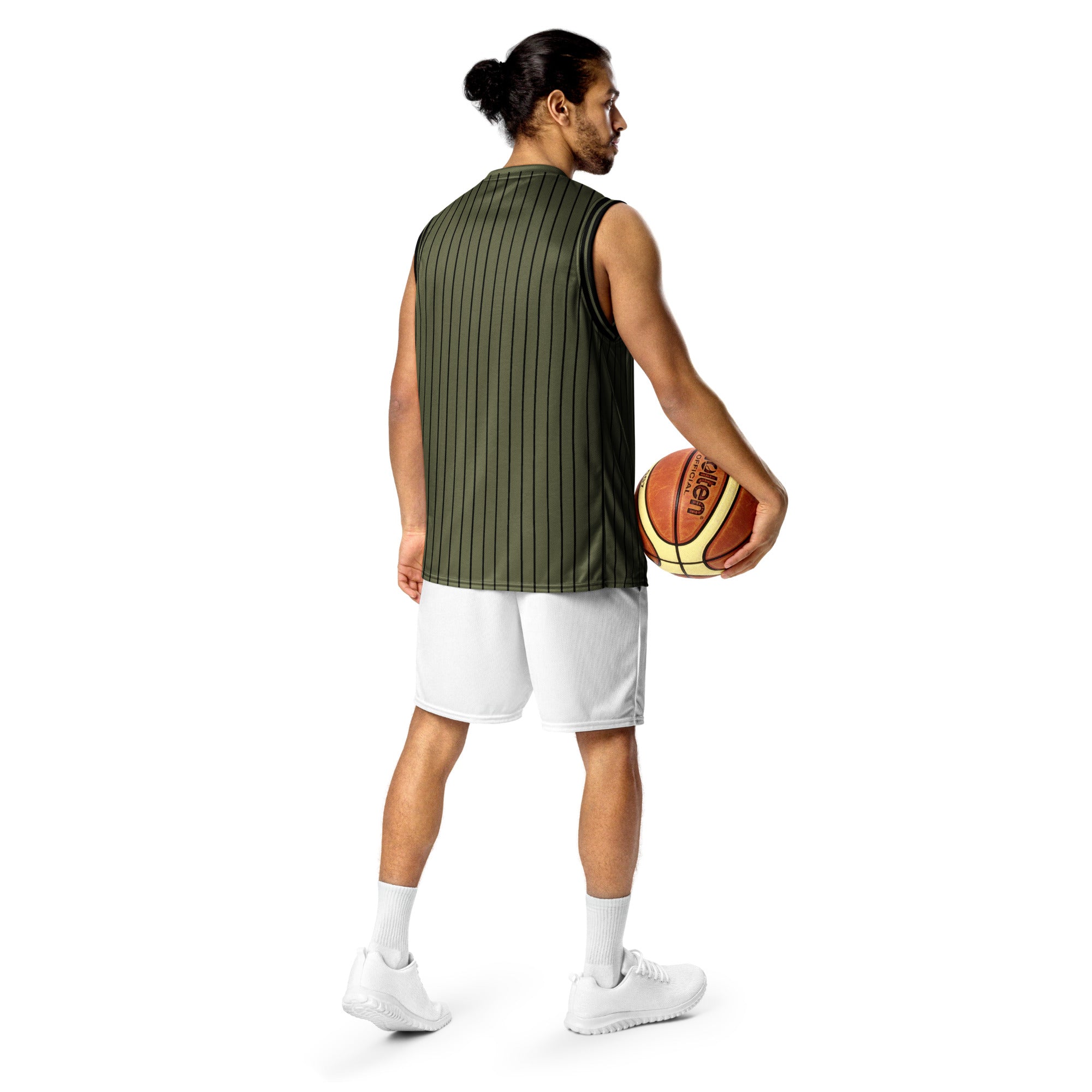 ROYAL Team Iconic. unisex basketball jersey Pinstripe Martini Olive and Blk