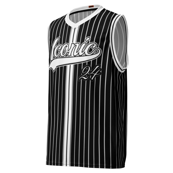 ROYAL Team Iconic. unisex basketball jersey Pinstripe Blk and White