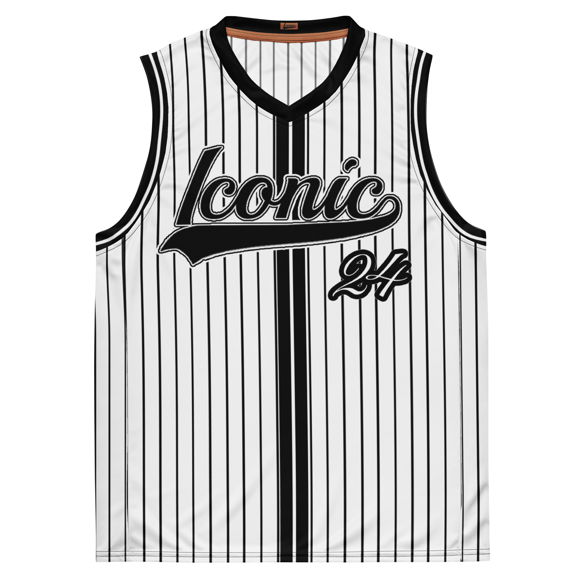 ROYAL Team Iconic. unisex basketball jersey Pinstripe Wh and Blk