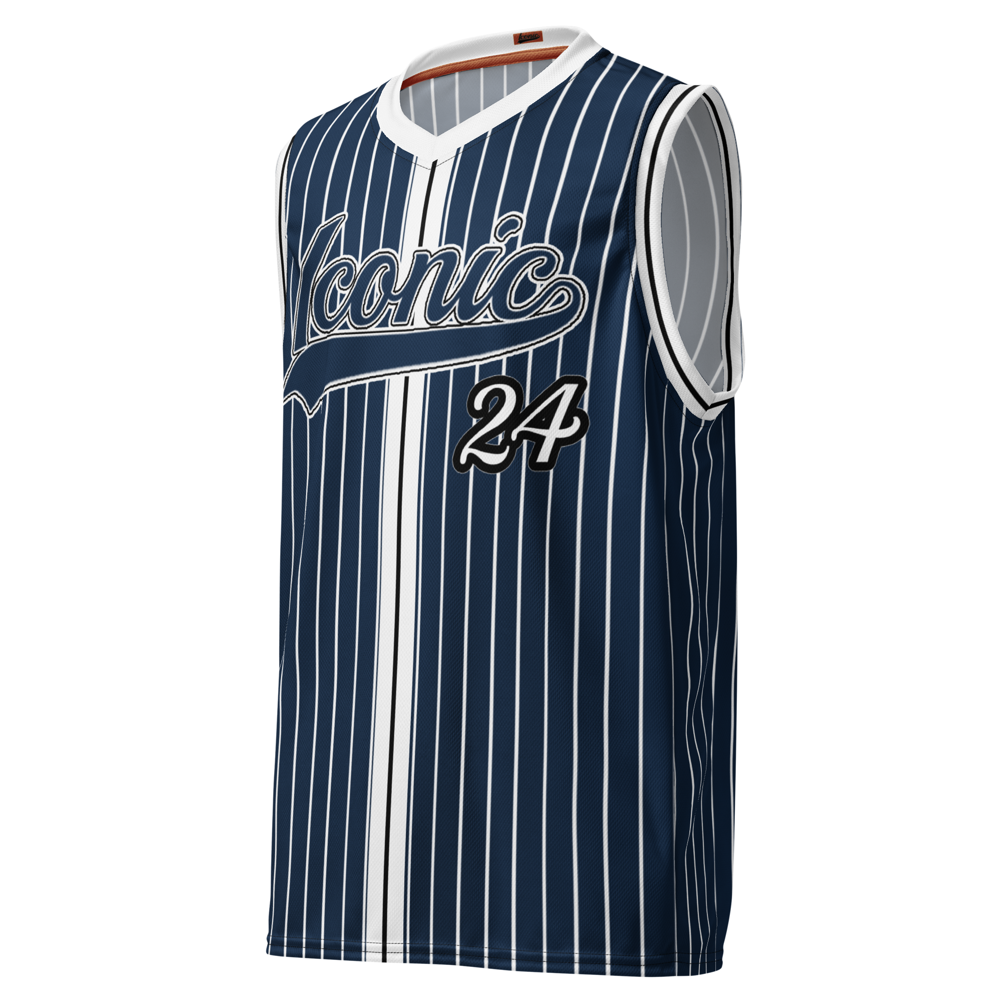 ROYAL Team Iconic. unisex basketball jersey Pinstripe Navy and Wh
