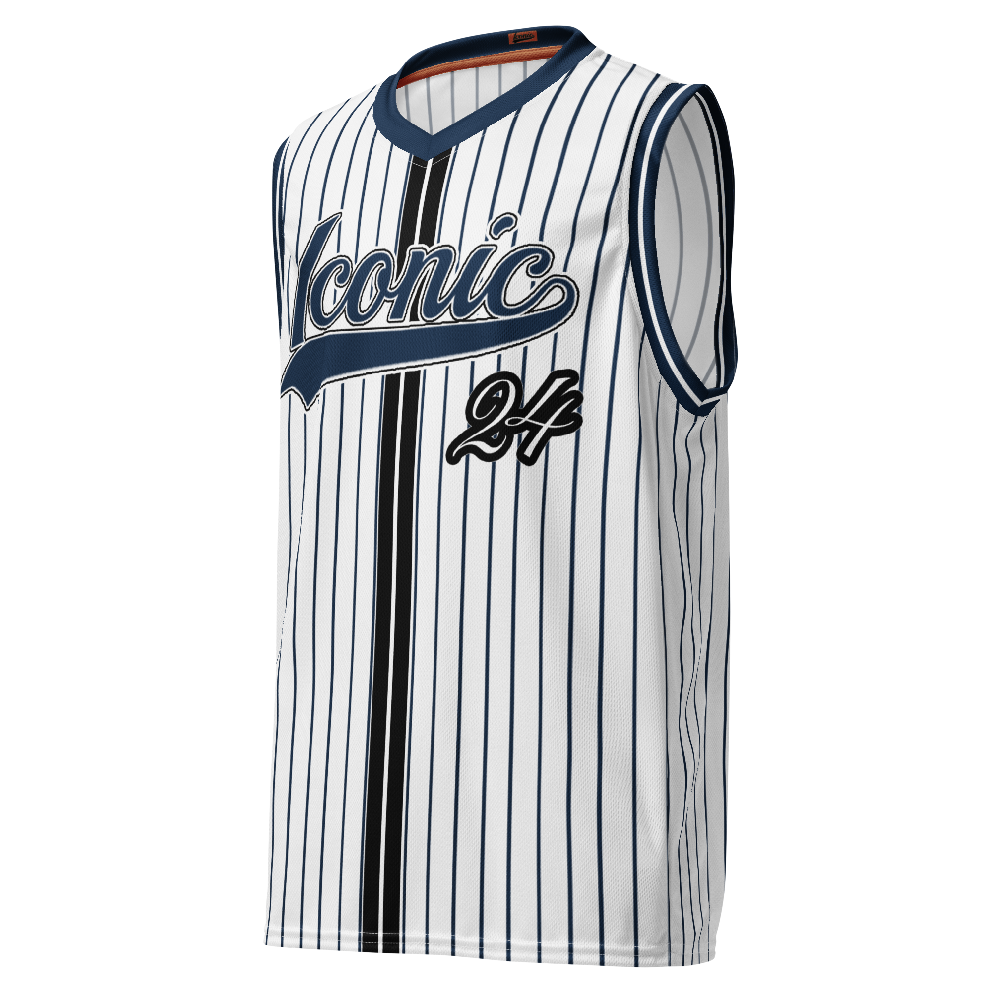 ROYAL Team Iconic. unisex basketball jersey Pinstripe Wh and Navy