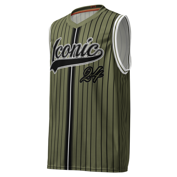 ROYAL Team Iconic. unisex basketball jersey Pinstripe Martini Olive and Blk
