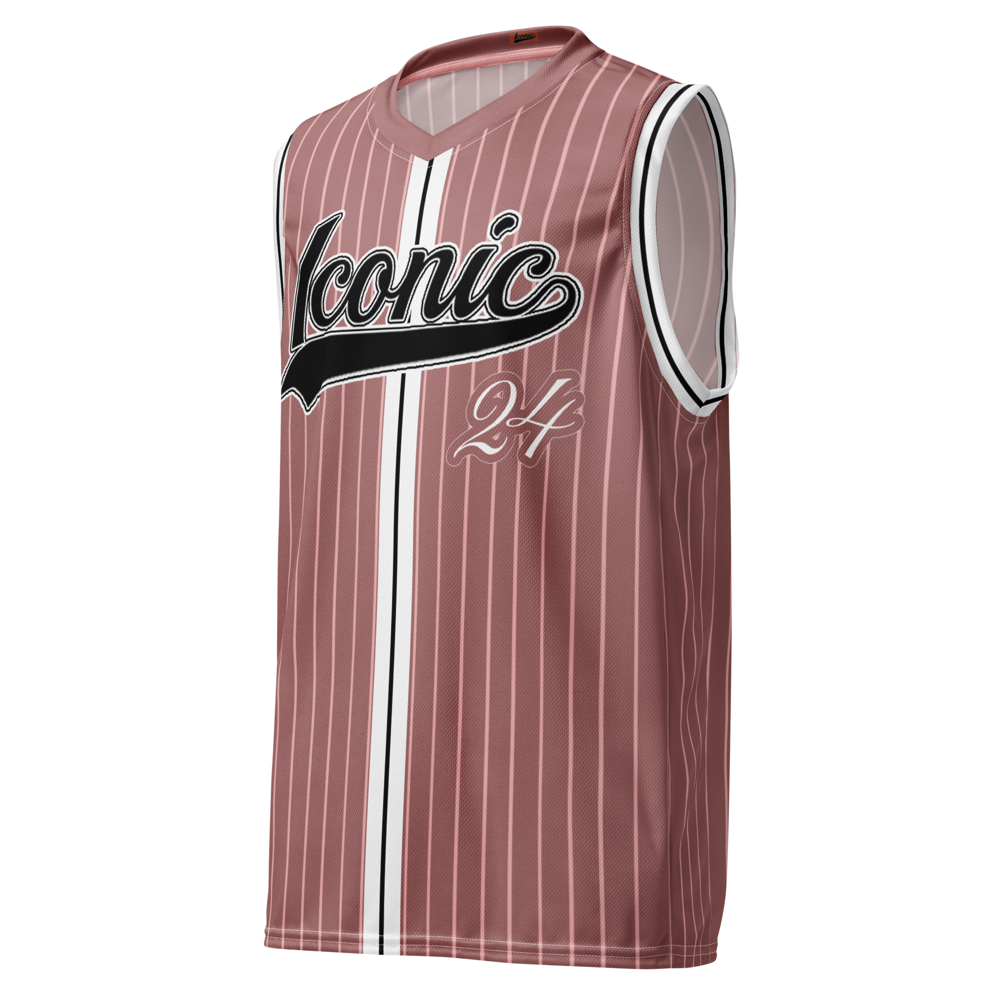 ROYAL Team Iconic. unisex basketball jersey Pinstripe Rose Gold and Powder Pink