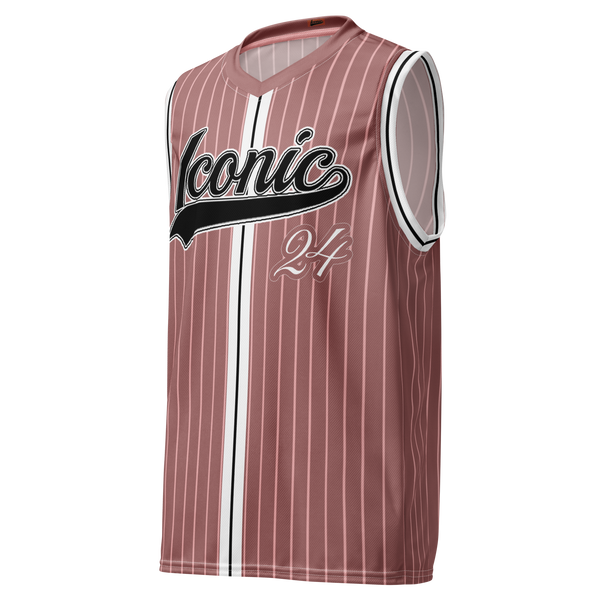 ROYAL Team Iconic. unisex basketball jersey Pinstripe Rose Gold and Powder Pink