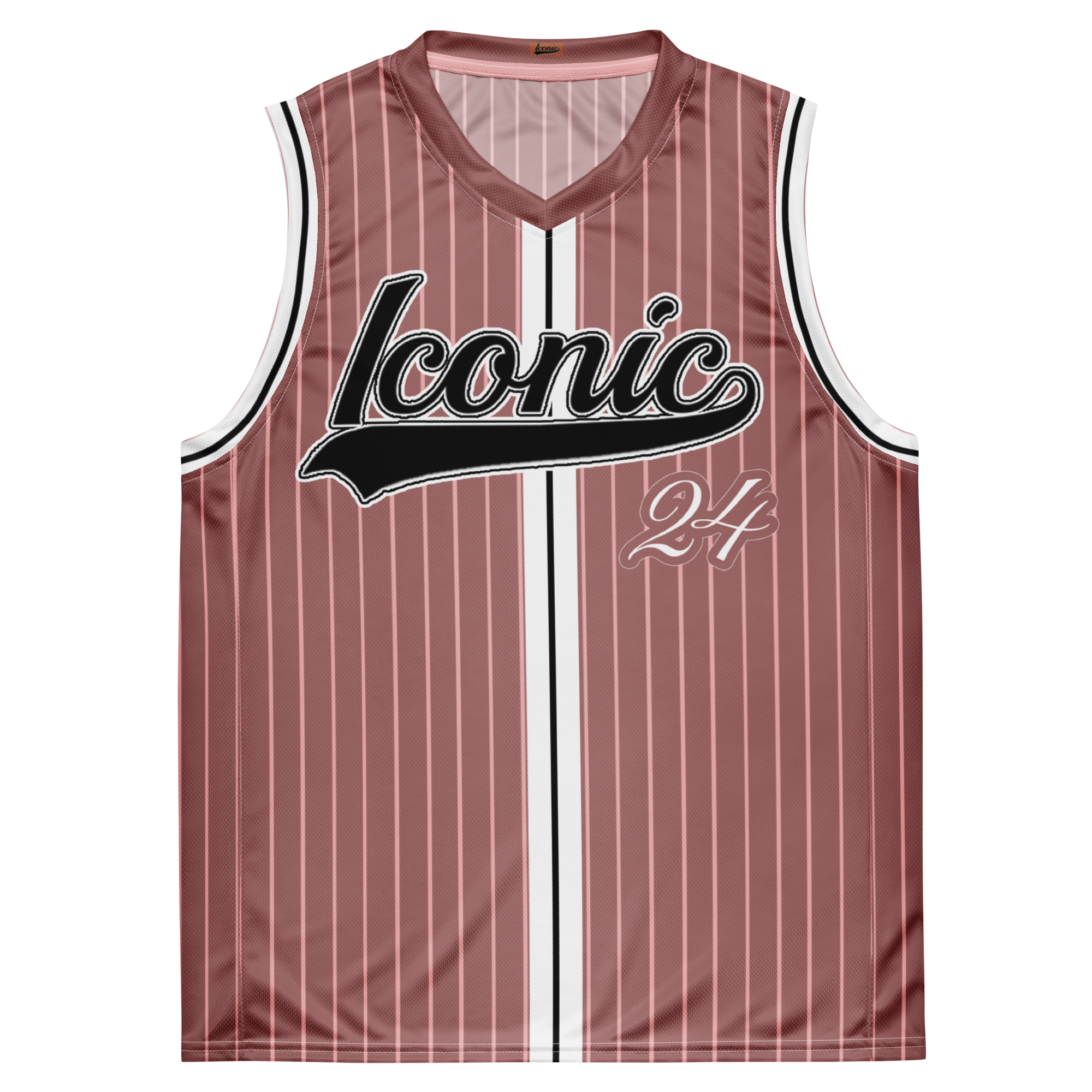 ROYAL Team Iconic. unisex basketball jersey Pinstripe Rose Gold and Powder Pink