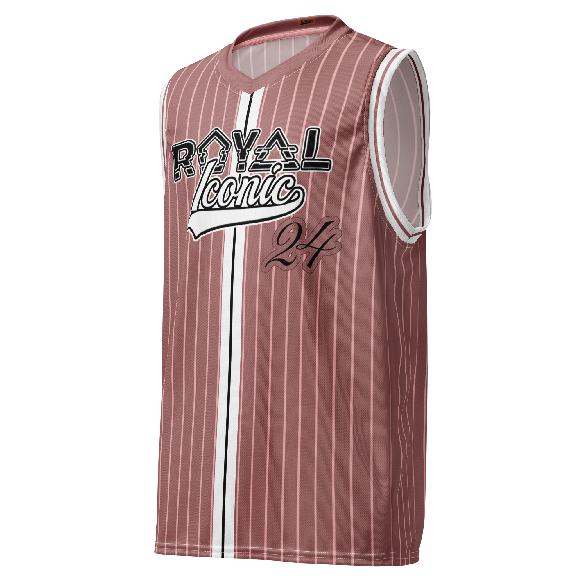 ROYAL Team Iconic. unisex basketball jersey Pinstripe Rose Gold and Powder Pink