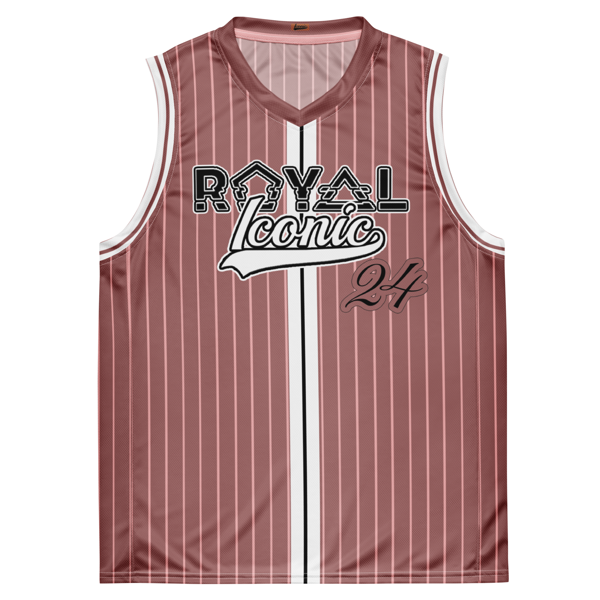 ROYAL Team Iconic. unisex basketball jersey Pinstripe Rose Gold and Powder Pink