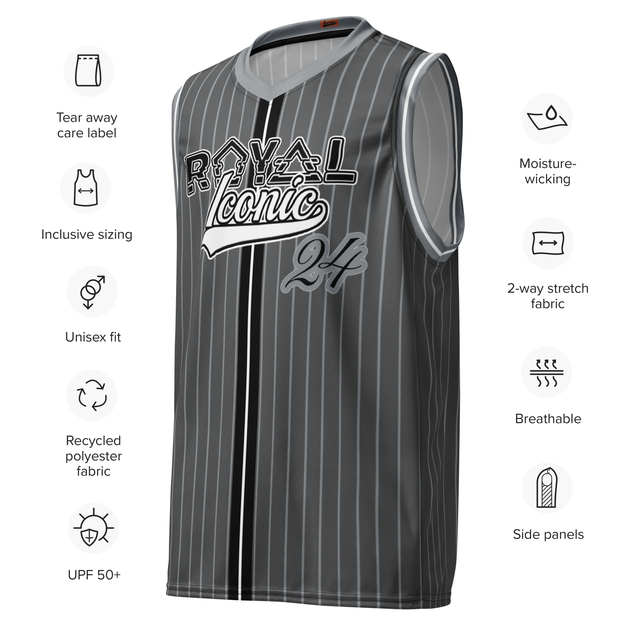 ROYAL Team Iconic. unisex basketball jersey Pinstripe ROYAL Team Iconic. unisex basketball jersey Pinstripe 50 Shades Deep Dusk and Cool Grey