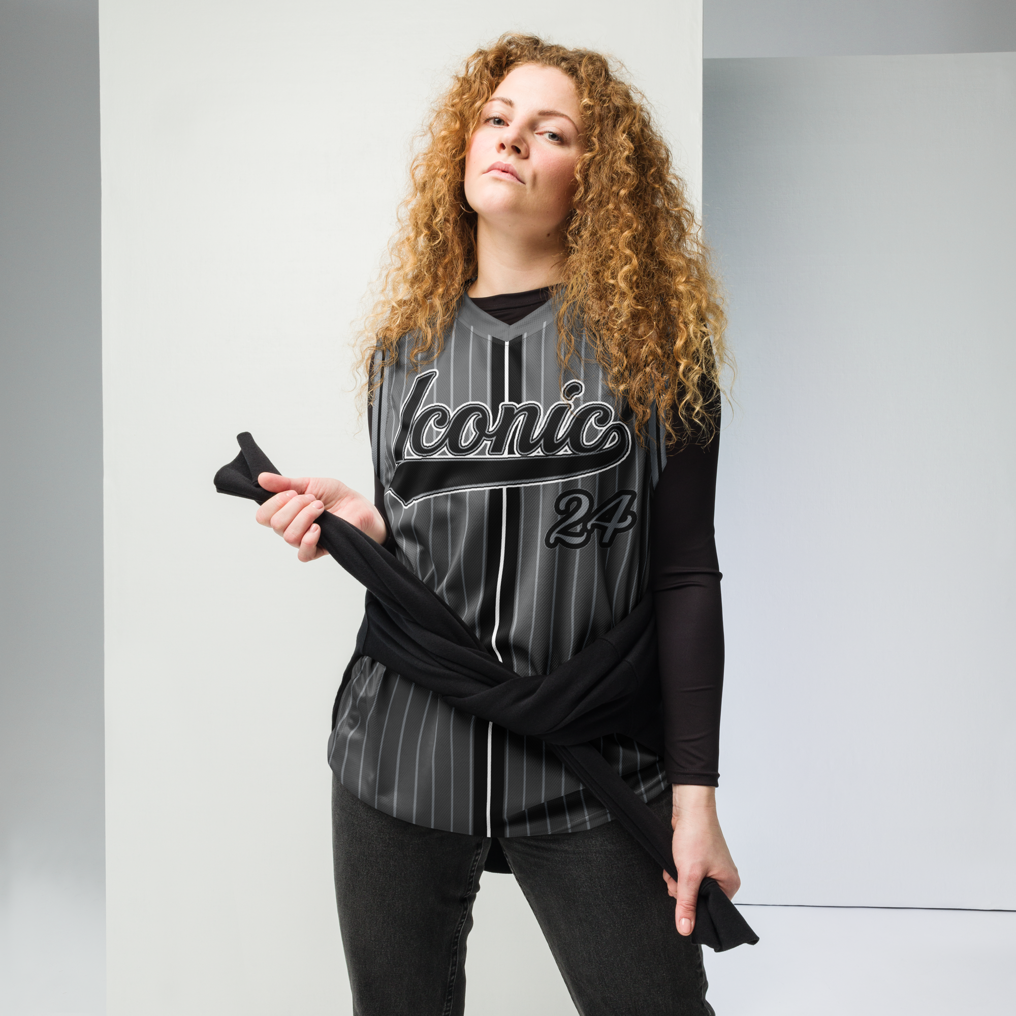 ROYAL Team Iconic. unisex basketball jersey Pinstripe 50 Shades Deep Dusk and Cool Grey