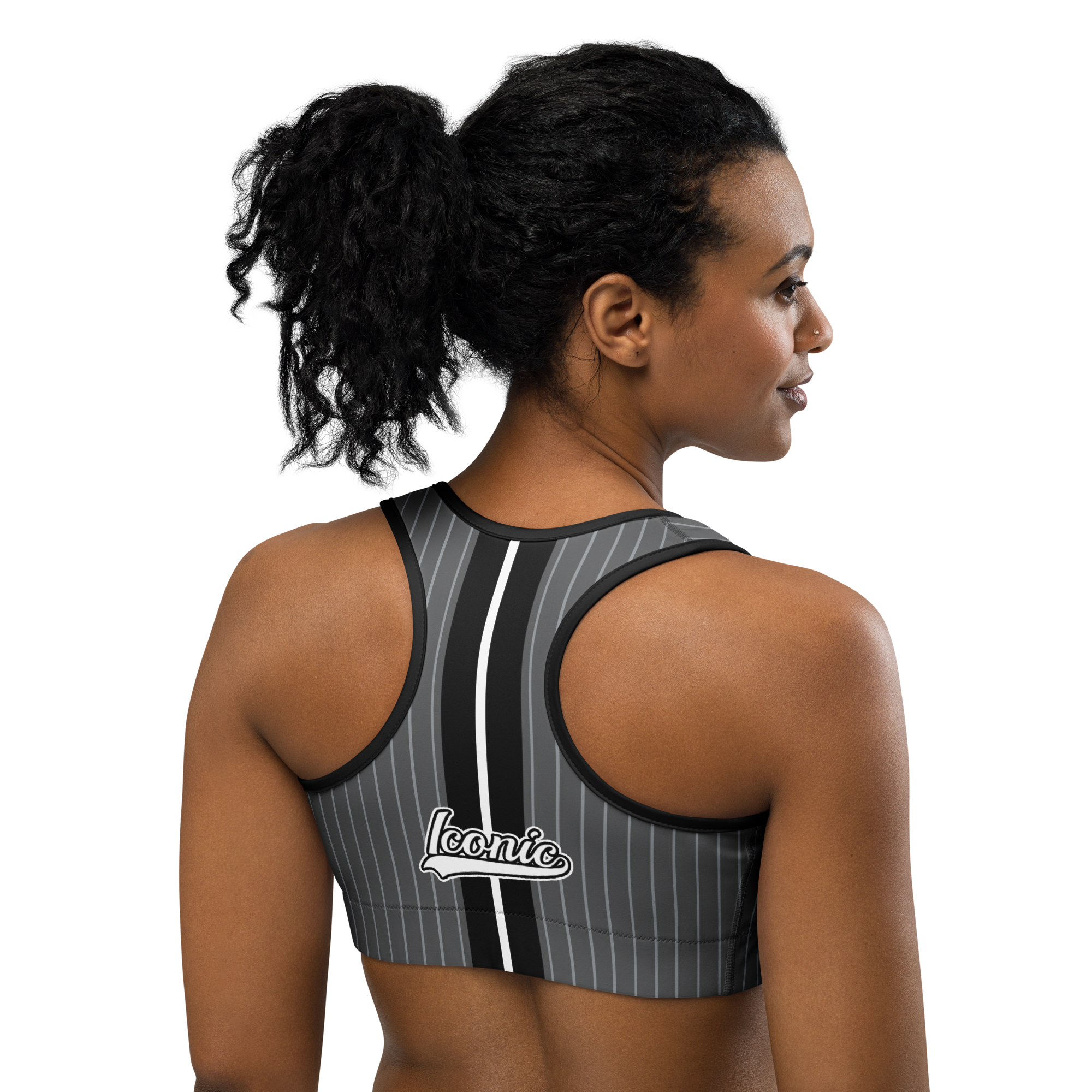 ROYAL Team Iconic. Athletix Sports Bra Pinstripe 50 Shades Deep Dusk and Cool Grey