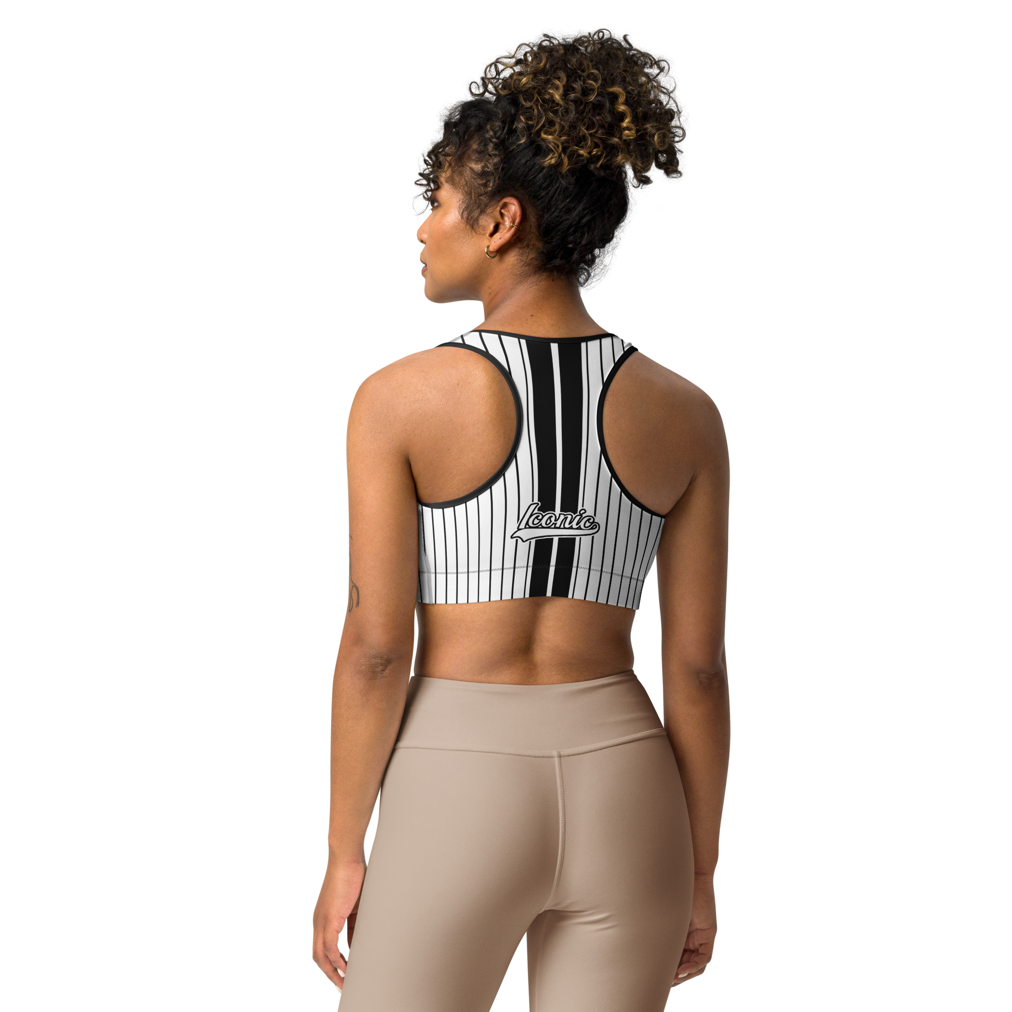 ROYAL Team Iconic. Athletix Sports Bra Pinstripe White and Blk