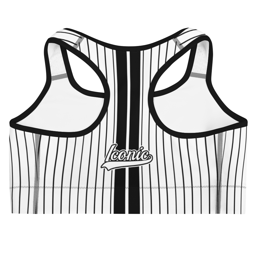 ROYAL Team Iconic. Athletix Sports Bra Pinstripe White and Blk