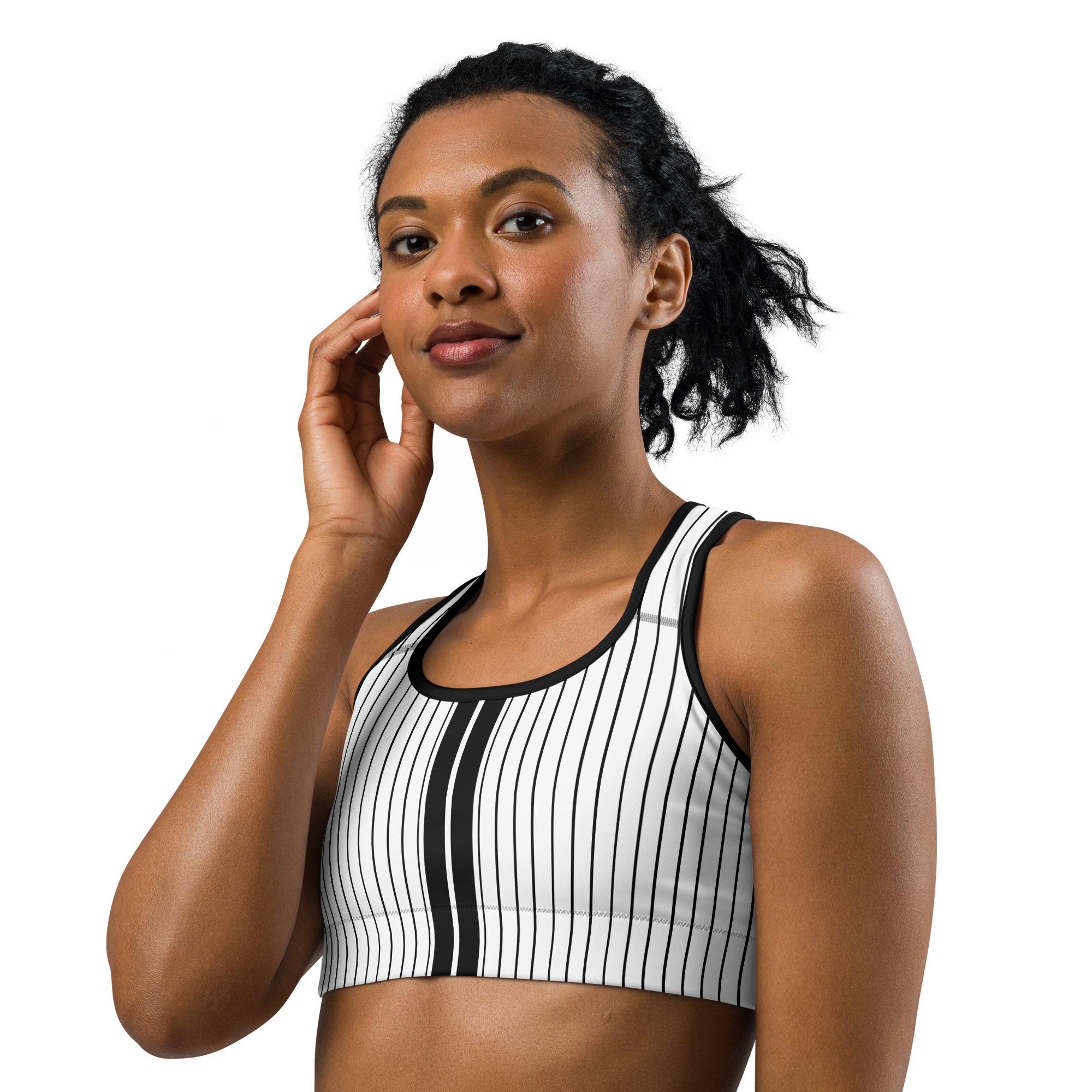 ROYAL Team Iconic. Athletix Sports Bra Pinstripe White and Blk