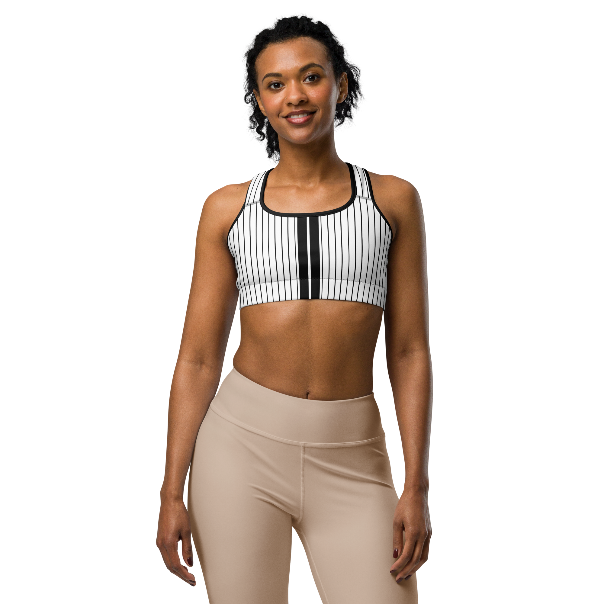 ROYAL Team Iconic. Athletix Sports Bra Pinstripe White and Blk