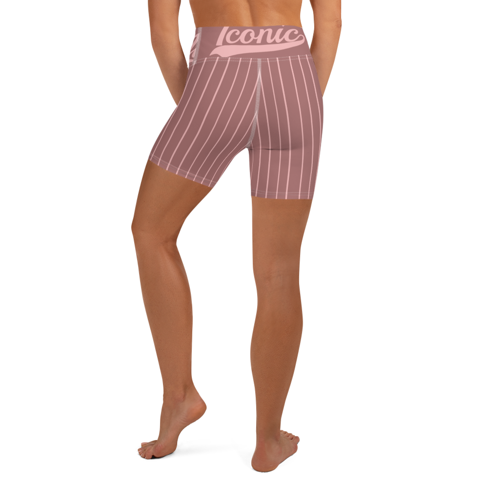 ROYAL Team Iconic. Athletix Yoga Shorts Pinstripe Rose Gold and Powder Pink