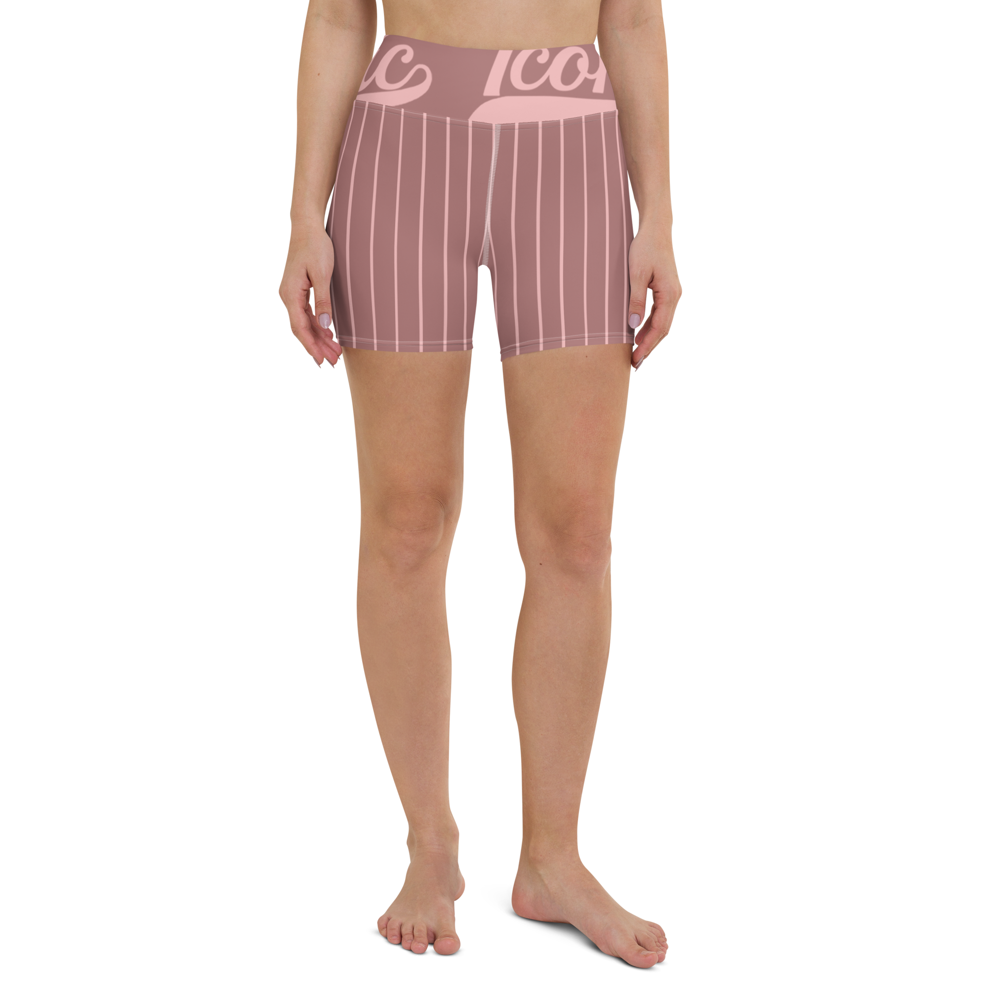 ROYAL Team Iconic. Athletix Yoga Shorts Pinstripe Rose Gold and Powder Pink