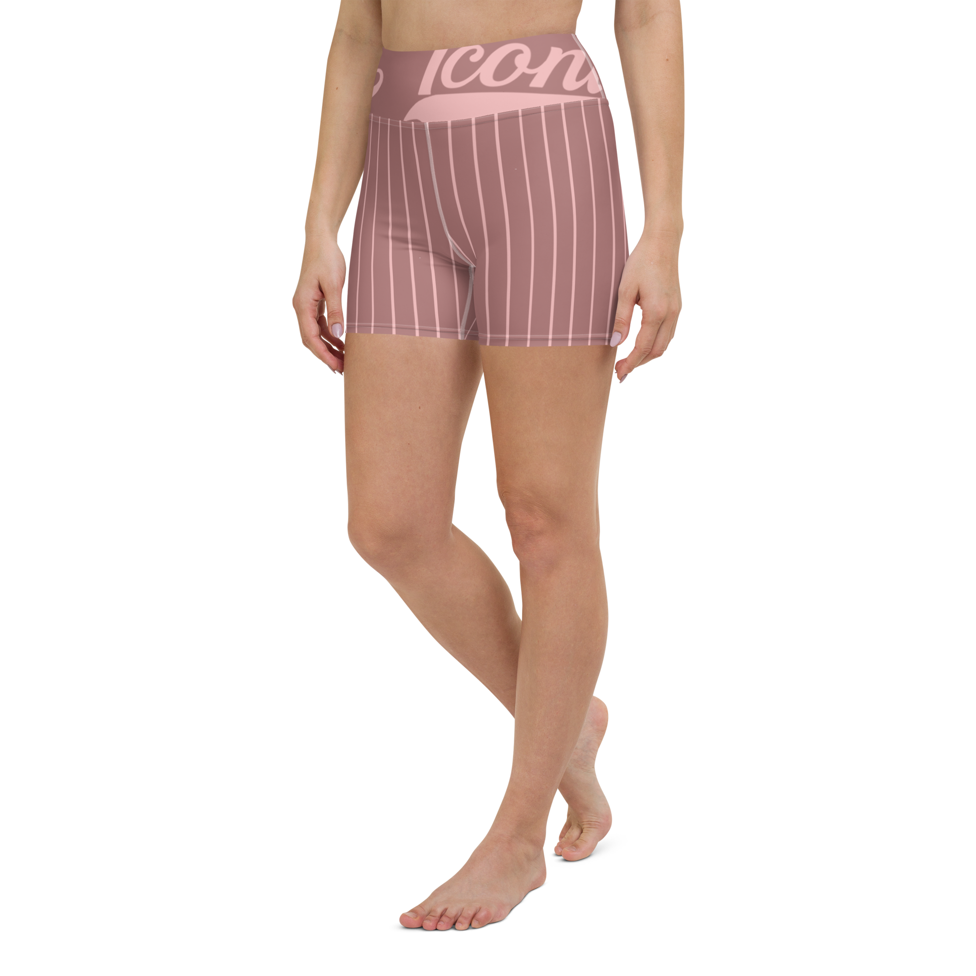 ROYAL Team Iconic. Athletix Yoga Shorts Pinstripe Rose Gold and Powder Pink