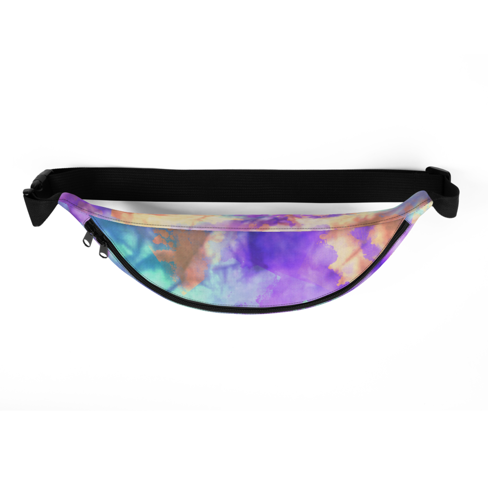 DRIP or DYE | Custom Crackle Ice Tye Dye Acid Wash Teal Purple Cloud Custom Fanny Pack UNISEX Crossbody