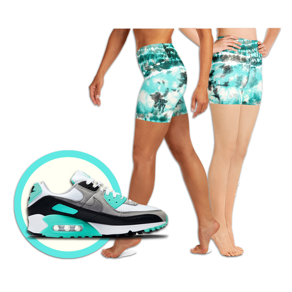 CRXWN | Drip Or Dye Max 90 Recraft Hyper Tourquoise HER Collection Tye Dye Yoga Shorts